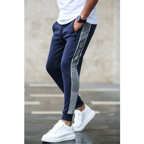 Madmext Navy Blue Tracksuit with Side Stripes 4218