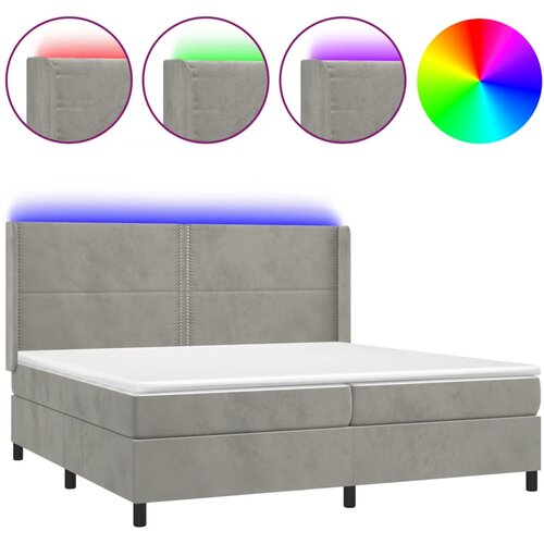 Maison Chic Box spring postelja - Vzmetna postelja z vzmetnico LED svetlo siva 200x200cm žamet SL15975, (21895713) Cene