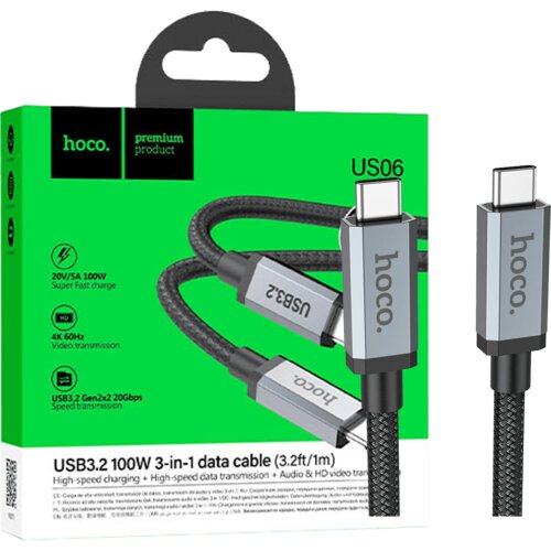 hoco. US06 1M USB kabl za smartphone, US06, USB3.2, Tip C, Dužina 1m, Crni Cijene