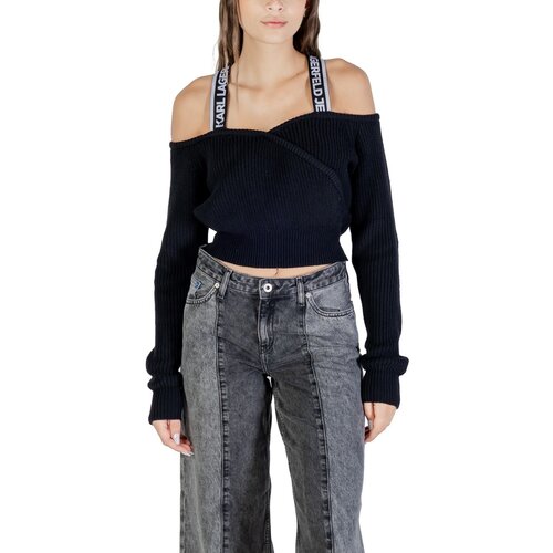 Karl Lagerfeld Puloverji KLJ CUT-OUT SWEATER A3W18009 Črna Cene