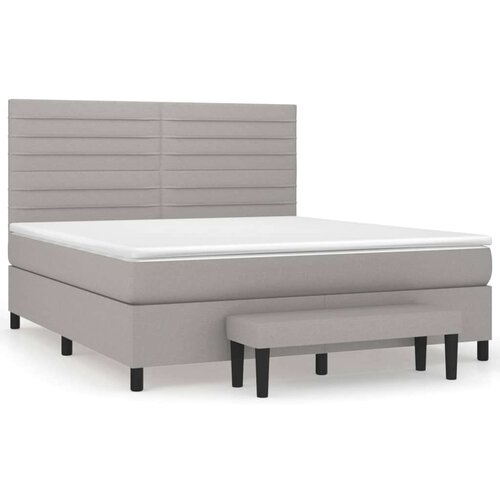  Krevet box spring s madracem svjetlosiva 160x200 cm tkanina Slike