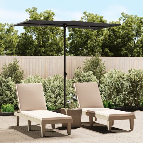VidaXL Vrtni suncobran s aluminijskom &amp;scaron;ipkom 180 x 110 cm crni Slike