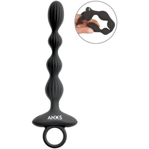 Anos Flexible Anal Beads with Jumping Vibrations Black Slike