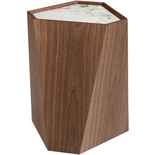 Angel Cerd&amp;aacute; Trikotna vogalna miza iz porcelanastega marmorja in oreha, (21250570) Slike