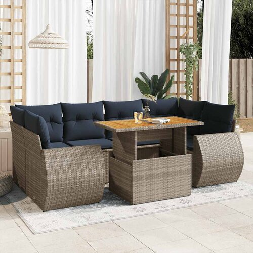 VidaXL 7-dijelni set vrtnih sofa sivi od poliratana Slike