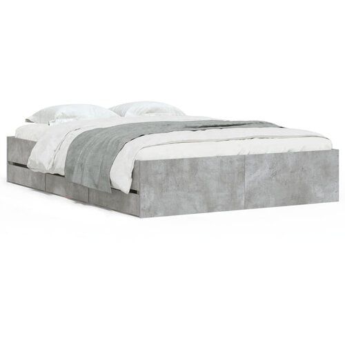 Maison Chic Posteljni okvir - Dvoposteljna postelja - Zakonska postelja s predali betonsko siv 120x190cm inženirski les, (21694061) Slike
