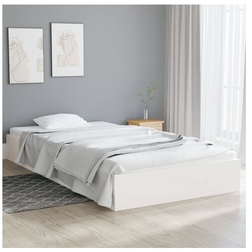  Posteljni okvir bel iz trdnega lesa 90x200 cm Cene