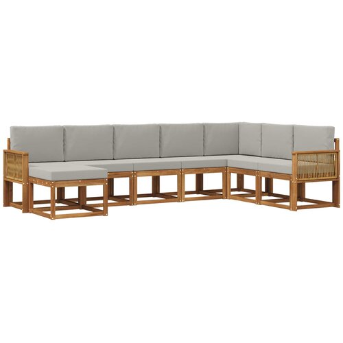 vidaXL Zunanja garnitura za sedenje 8 pcs Naravna in svetlo siva, (5000281450) Cene