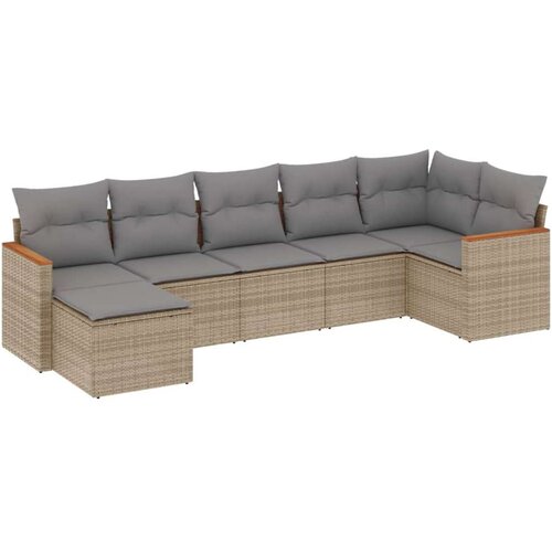  7-dijelni set vrtnih sofa s jastucima bež od poliratana Slike
