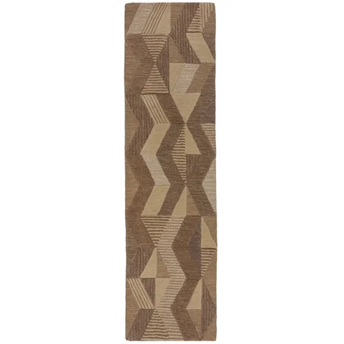 Flair Rugs Smeđa ručno rađena vunena staza 60x230 cm Moda Asher –