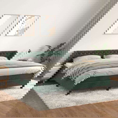  Krevet s oprugama i madracem tamnozeleni 180x200 cm baršunasti Cijene
