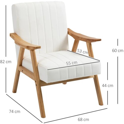  Tapecirana fotelja u skandinavskom dizajnu bar&amp;scaron;unasti izgled okvir od punog drva 68 x 74 x 82 cm prirodna+krem boja Slike
