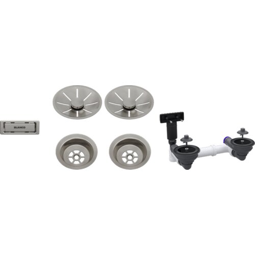 Blanco pribor SATIN PLATINUM InFino set 2x3,5" za dva korita (ča&scaron;ice, InFino ukrasna rozete, C-overflow preljev komplet), bez dalj.upr. Cijene