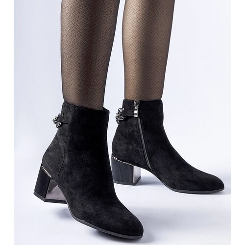 Gemre Black ankle boots with chain eco-suede Fenughedu Cene