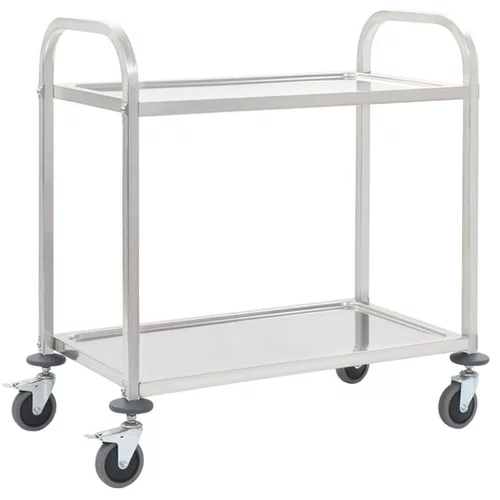  Kuhinjski voziček 2-nadstropni 96,5x55x90 cm nerjaveče jeklo