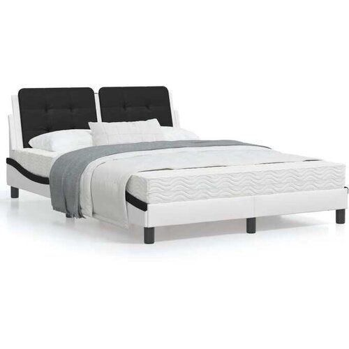 vidaXL Krevet s madracem bijeli i crni 140 x 190 cm od umjetne kože - Bijela i crna 140 x 190 cm Cene