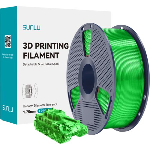 SUNLU pla transparent green, 1.75mm / 1000g Slike