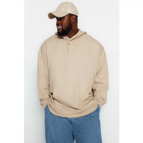 Trendyol Plus Size Sweatshirt - Beige - Oversize