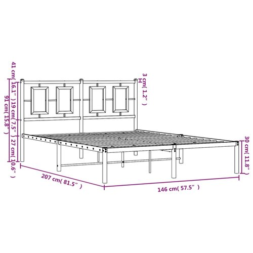  Metalni okvir za krevet s uzglavljem bijeli 140 x 200 cm Slike