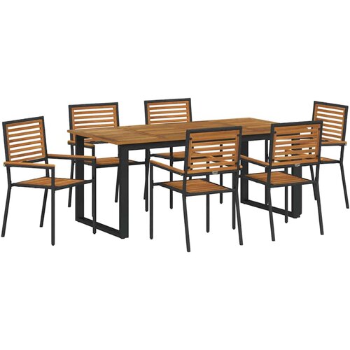 VidaXL Vrtni set za objed 7 kom. Crna Čvrsto drvo akacije - Crna 6-sjedalna Dužina stola 180 cm Slike