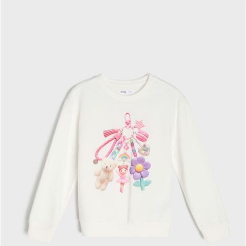 Sinsay Pamučna crewneck majica s printom privjeska s ukrasima Slike