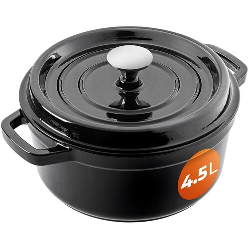 KADAX litoželezni lonec s pokrovom, 4,5 l, črn, (5000530883) Slike