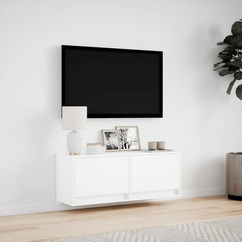  Zidni TV ormarić s LED svjetlima bijeli 100 x 31 x 38 cm Slike