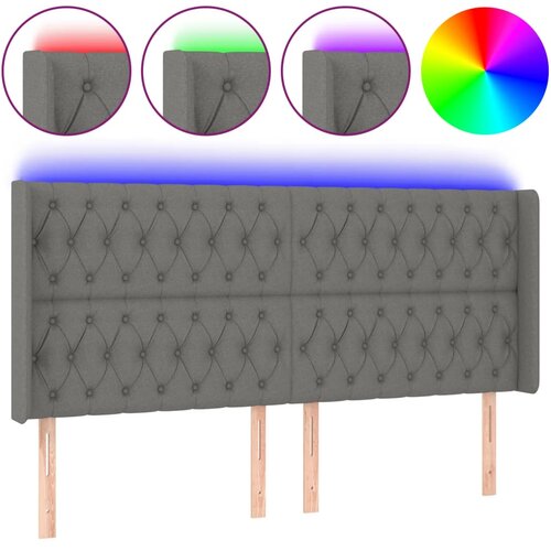 Maison Chic led posteljno vzglavje - vzglavna omarica - nočna omarica temno sivo 203x16x118/128 cm blago, (21709349) Slike