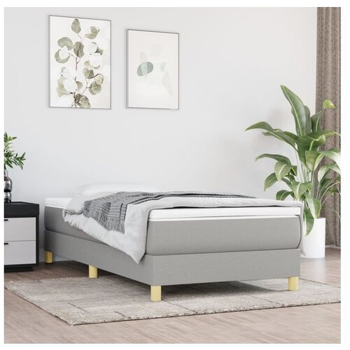  Box spring posteljni okvir svetlo siv 90x190 cm blago Cene
