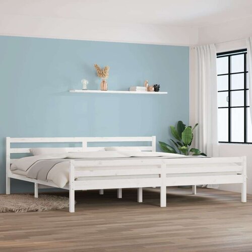  Posteljni okvir bel iz trdnega lesa 200x200 cm, (20648170) Slike