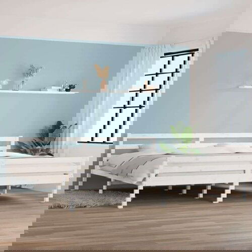  Za krevet od masivnog drva bijeli 200 x 200 cm Slike