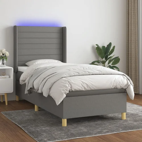  The Living Store Box spring postelja z vzmetnico LED temno siva 90x200 cm blago - Box Spring Postelja, (21445774)