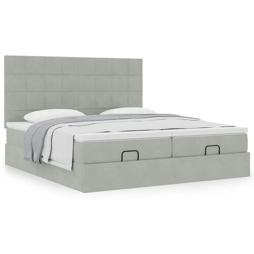 VidaXL Okvir kreveta s madracima svijetlosivi 160x200cm bar&amp;scaron;unasti Slike