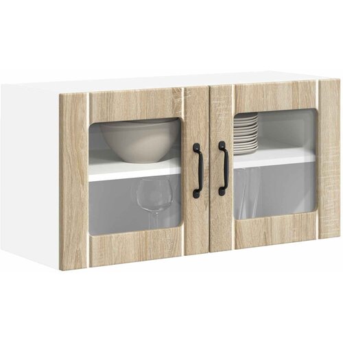  Zidni stakleni ormarić Lucca Hrast sonoma 80 x 31 x 40 cm Slike