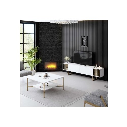 Hanah home tv polica gold line white gold Slike
