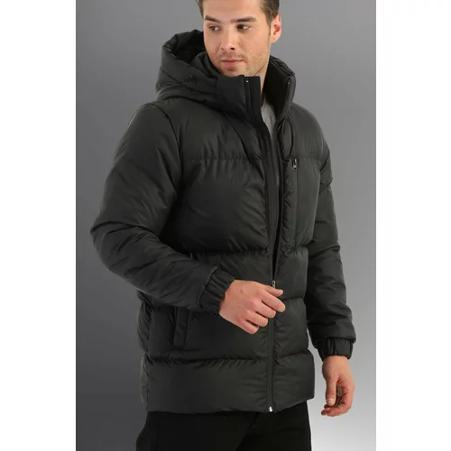 D1fference Men's Black Thick Lined Hooded Waterproof Inflatable Sports Winter Coat.