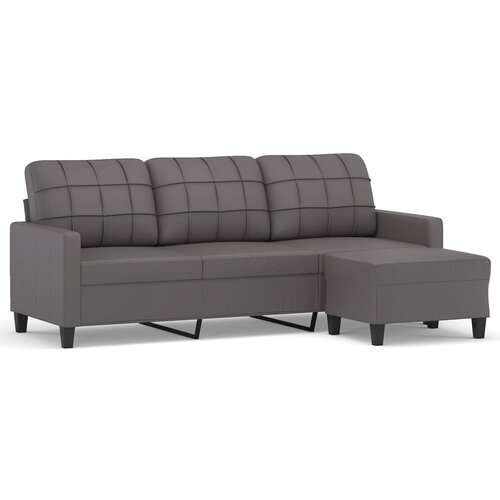 Maison Chic kavč - Sofa - Kanape trosed s stolčkom za noge siv 180 cm umetno usnje, (21727951) Cene
