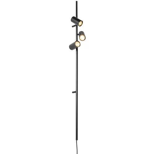 QAZQA Stenska svetilka črna z nožnim stikalom 3 luči - Jeana Luxe