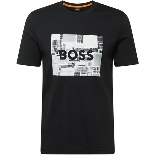 BOSS Orange Majica svijetlosiva / crna / prljavo bijela