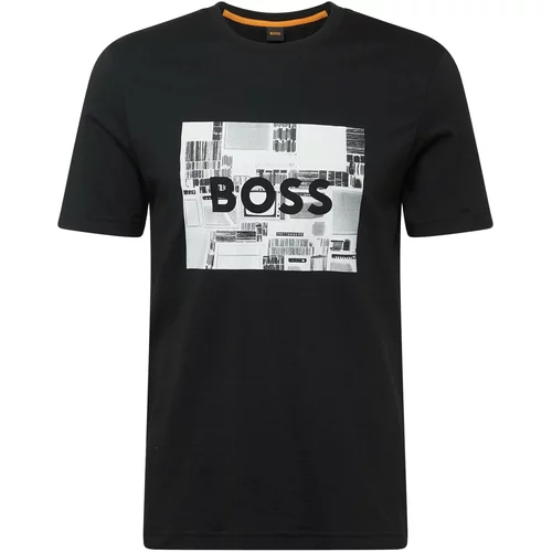 BOSS Orange Majica svijetlosiva / crna / prljavo bijela