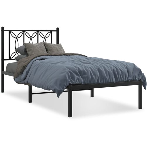 VidaXL Metalni okvir za krevet s uzglavljem crni 80x200 cm Slike