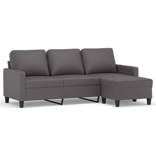 Maison Chic kavč - Sofa - Kanape trosed s stolčkom za noge siv 180 cm umetno usnje, (21727876) Cene