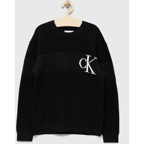 Calvin Klein Jeans Dječji pamučni pulover boja: crna