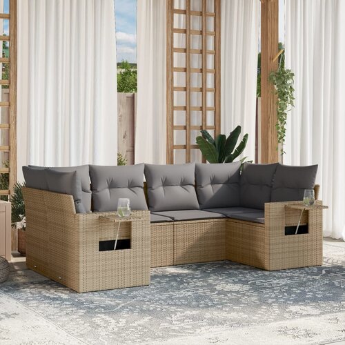 vidaXL 6-dijelni set vrtnih sofa s jastucima bež od poliratana Cijene
