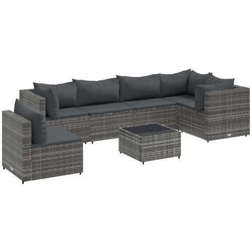 Maison Chic Seti vrtnega pohištva - Vrtna garnitura - Vrtni pohištvo set 7-delna z blazinami siv poli ratan, (21802445) Cene