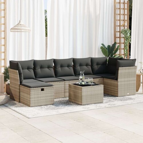 vidaXL 8-dijelni set vrtnih sofa od poliratana s jastucima svjetlosivi Cijene