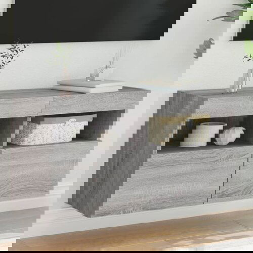 VidaXL Stenska TV omarica z LED lučkami siva sonoma 80x30x40 cm Slike