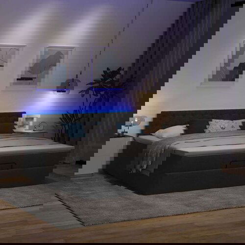 vidaXL Otomanski krevet s madracem i LED crni 180x200cm od tkanine Cijene