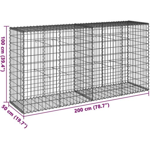 VidaXL Gabionska ko&amp;scaron;ara s poklopcem 200x50x100 cm pocinčano željezo Slike