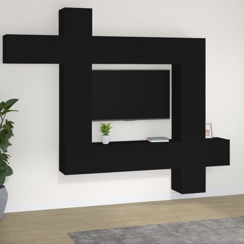  9-dijelni set TV ormarića crni od konstruiranog drva Slike